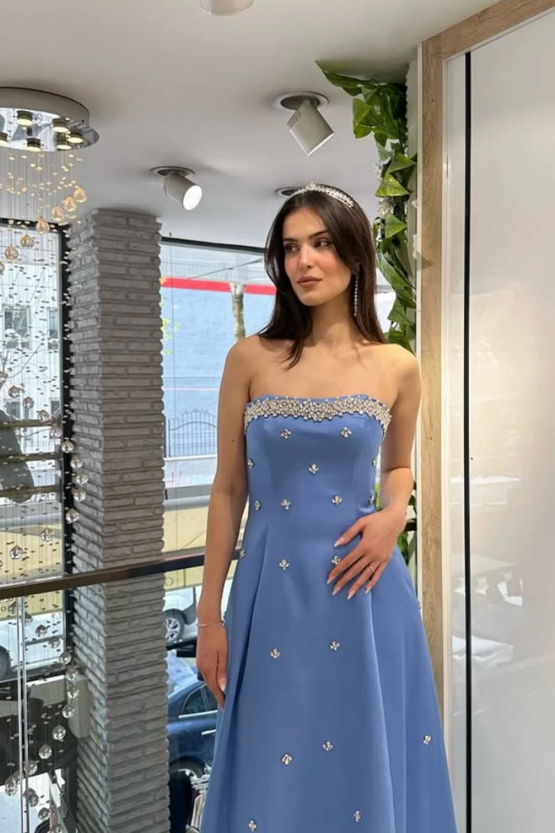 Jessica Glitter Handmade Beads Evening Dresses Green Satin Prom Dresses Off-shoulder A-line For Women Vestidos De Fiesta