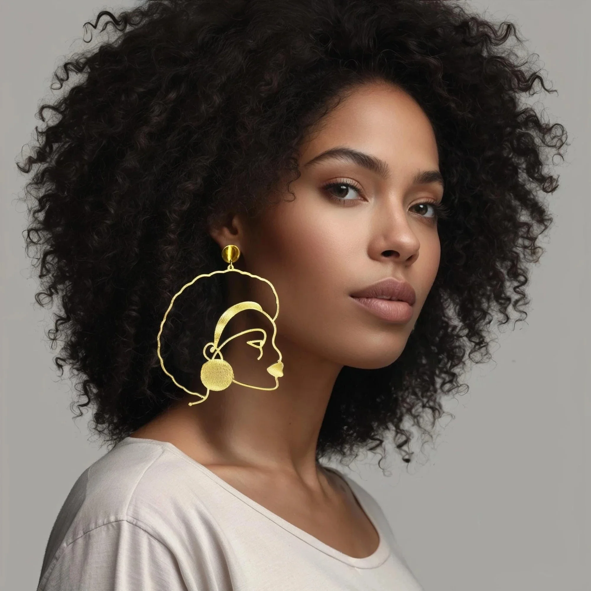 Boucles d'oreilles africaines surdimensionnées, grandes boucles d'oreilles exagérées plaquées or 18 carats, bijoux en acier inoxydable pour femme africaine, nom personnalisé