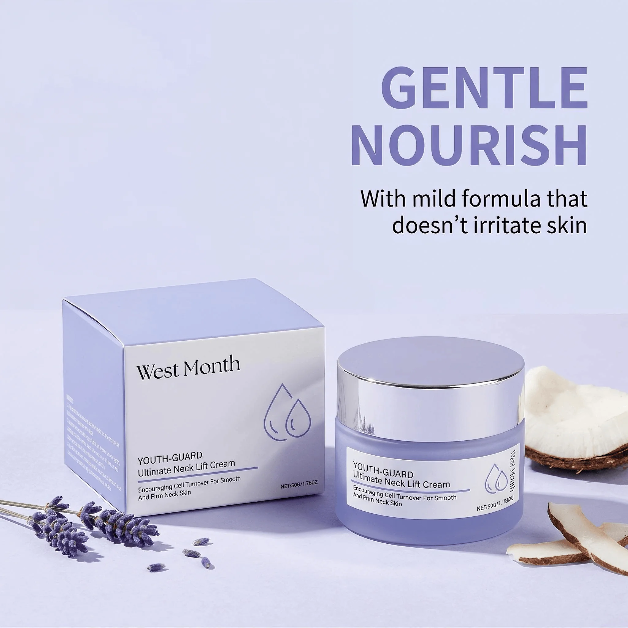 West Month Neck Firming Cream Hyaluronic Acid Coconut Oil Lifting Tightening Increase Elasticity Reduce Wrinkles Anti Aging Moisturizing Neck Care