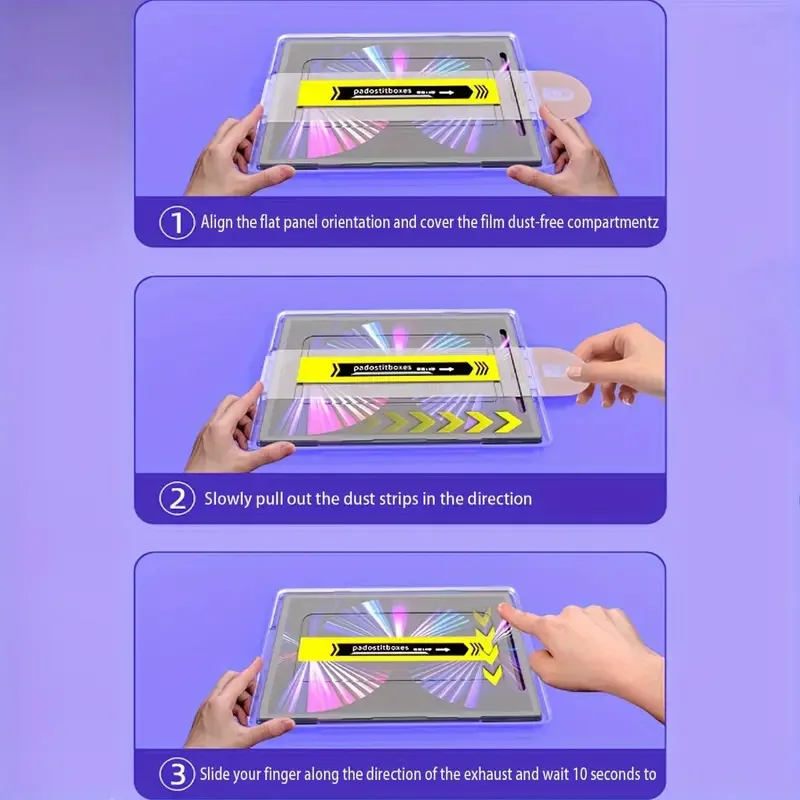 For iPad 11 10 9 8 7 6 5 4 3 2 10.2 9.7 Air Pro 13 Mini Dust-Free Chamber Screen Protector Kit Tempered Glass Instant-Install