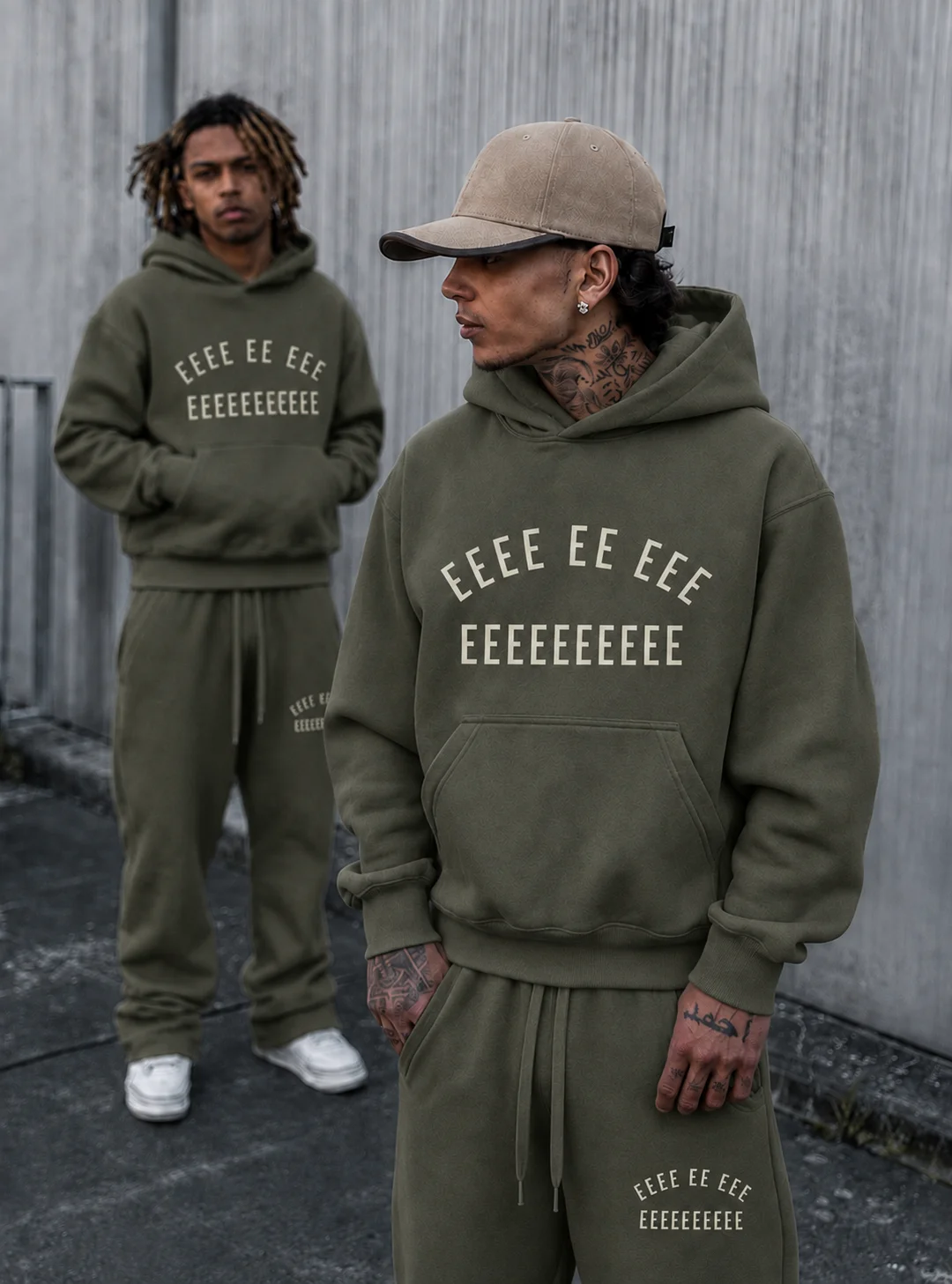26SS Men's Jogger Set Classic Double Line Brand Design Plush Letter Hoodies Suit High Street Couple Loose Pants Two Piece Set