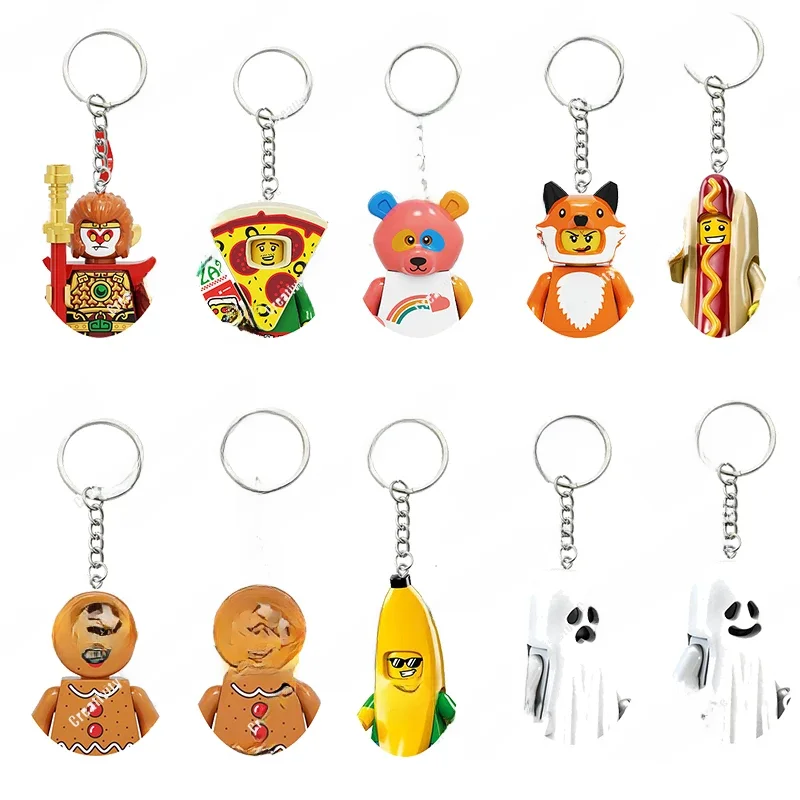 Porte-Clés Série Pizza Man, Biscuit Man, Gels Homme, Modèle 3D, Bricolage, Construction de Nuit, Jouet de Film Classique, Jouet pour Enfants