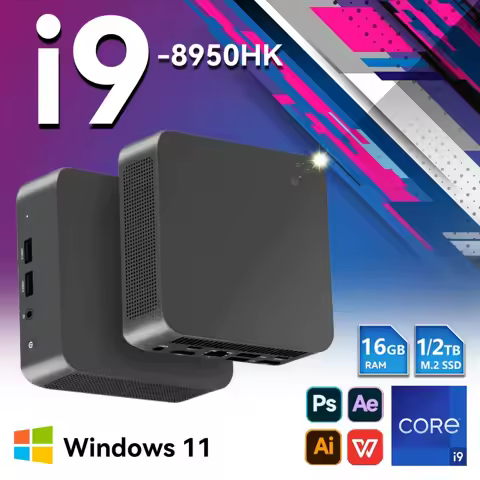 Windows 11 Pro Intel Core i9 8950HK Mini PC Computer 16GB 1TB 2TB 4K Gaming Computer WiFi6 USB Portable Mini Desktop PC