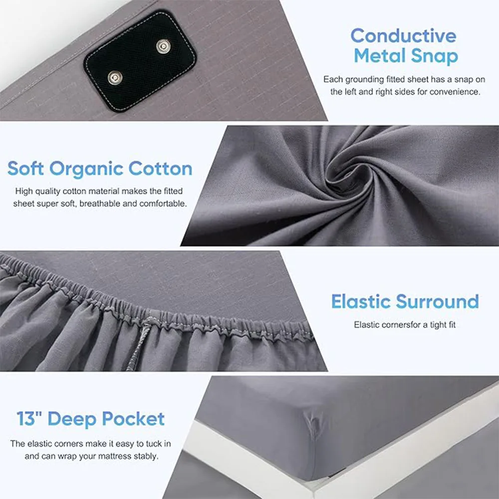 High Quality Bed Earthing Grounding Sheet & 2 Pillow Cases Conductive Copper Cord  For Health Protection Home Textiles