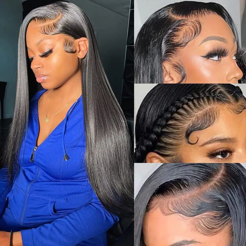 

200 Density Straight 13x6 HD Black Lace Frontal Wigs Glueless 30 40 Inch 13x4 Lace Front Human Hair Wig Bone Closure Wear Go