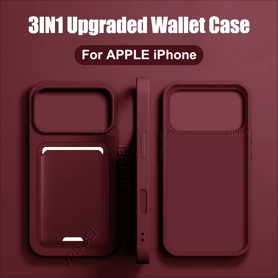 3-IN-1 Verbesserte Kartenetui-Handyhülle für iPhone 16 15 11 12 13 14 17 Pro Max Plus Hüllen Stoßfeste Rückabdeckung Damen Herren Brieftasche