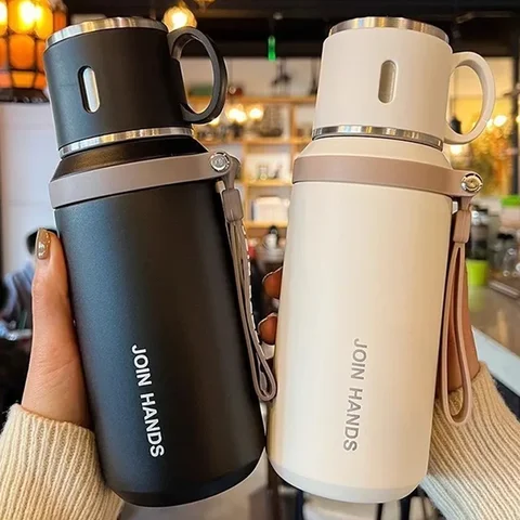 600ml Stainless Steel Coffee Cup Travel Thermal Mug Leak-Proof Thermos Bottle Tea Coffee Mug Office Business Style Thermos