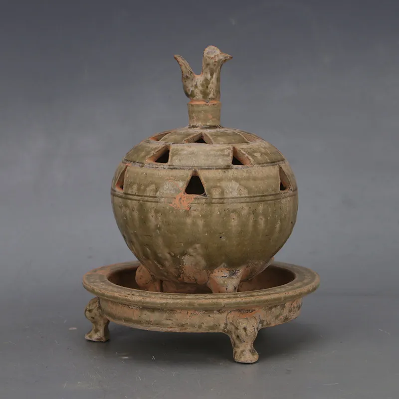 Song Dynasty Yue Kiln Celadon Incense Burner Hollow Swallow Design Vintage Home Decor Ornament