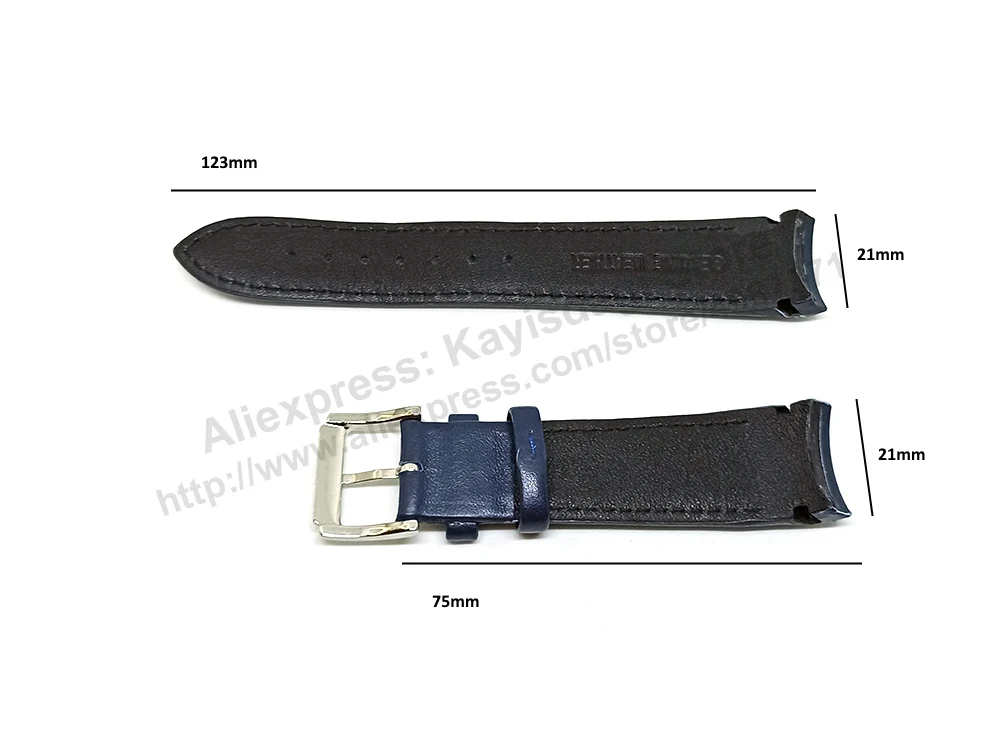 21mm Navy Blue Genuine Leather Watch Band Strap Compatible For Seiko Sportura Chronograph 7T62-0LC0 - SNAE91P1