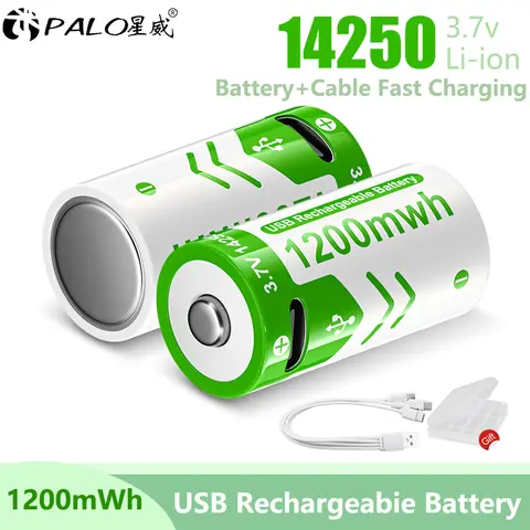 3.7V USB 14250 ER14250 Rechargeable Lithium Battery 1/2AA ER 14250 LS14250 Battery For Probes, Thermometers, Sights, Thermostats