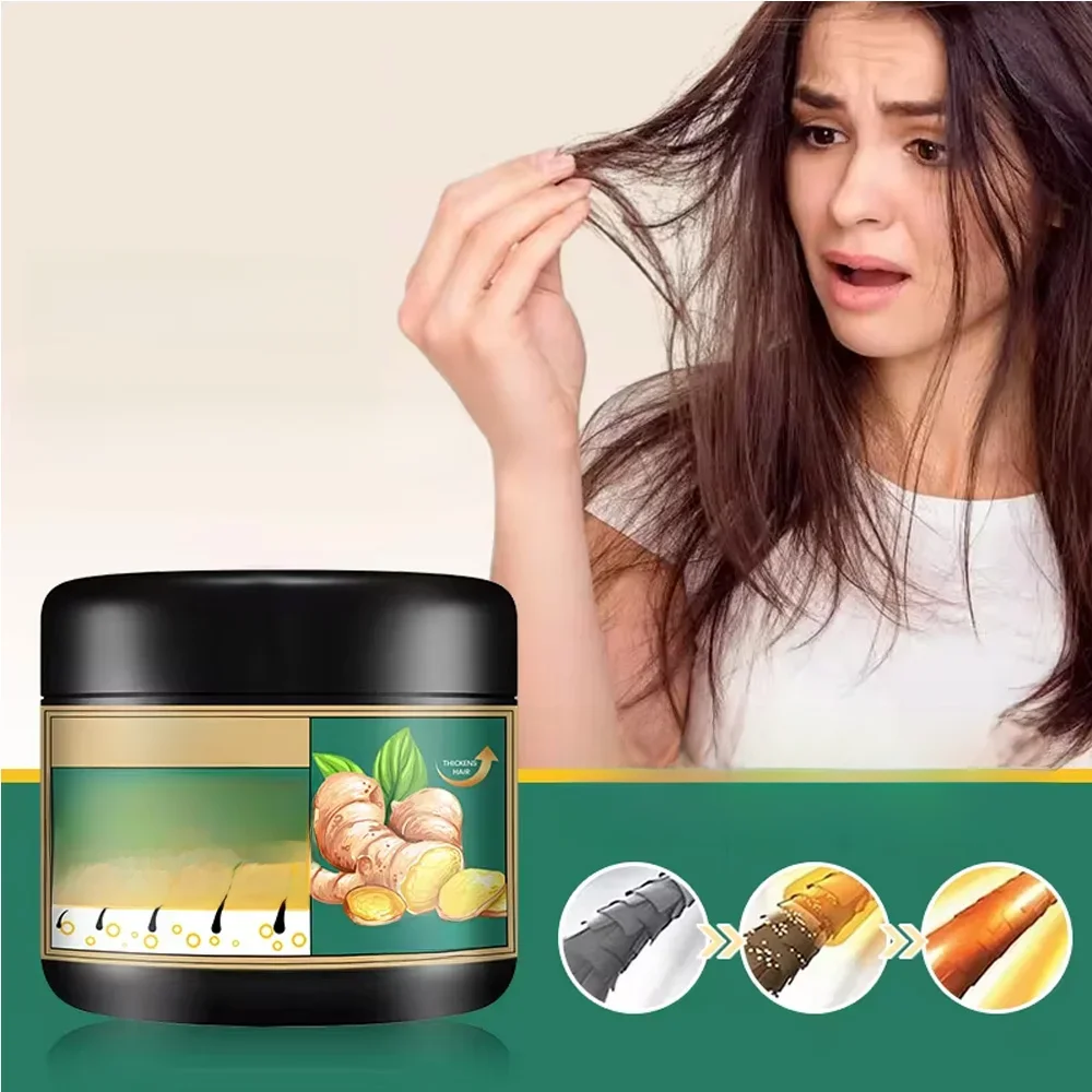 Produits pour la croissance des cheveux crème réparatrice pour la repousse du gingembre prévenir la perte de cheveux traitement de la calvitie cheveux denses beauté soins capillaires hommes femmes