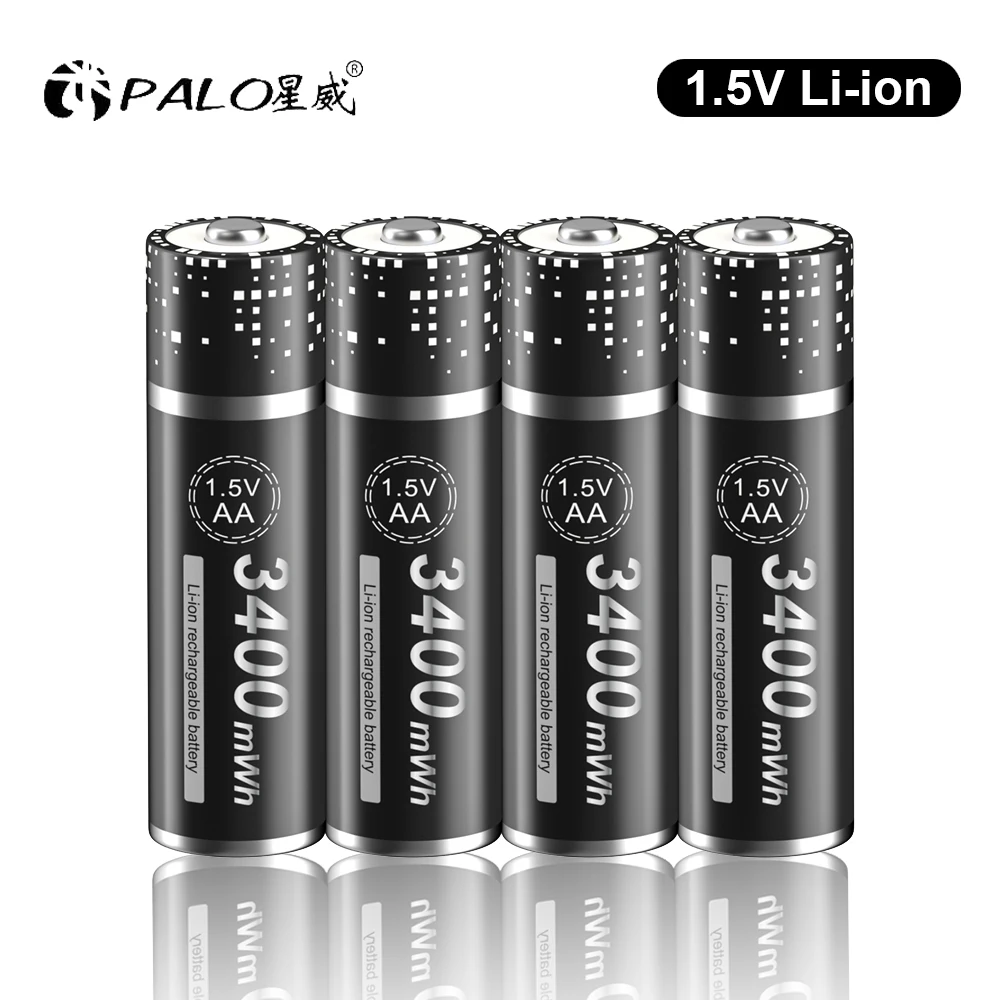 

PALO 4-20pcs 1.5V AA Lithium Battery 3400mWh Stable Voltage Rechargeable Battery 1.5V Lithium ion Battery For Shaver,Toy,Camera