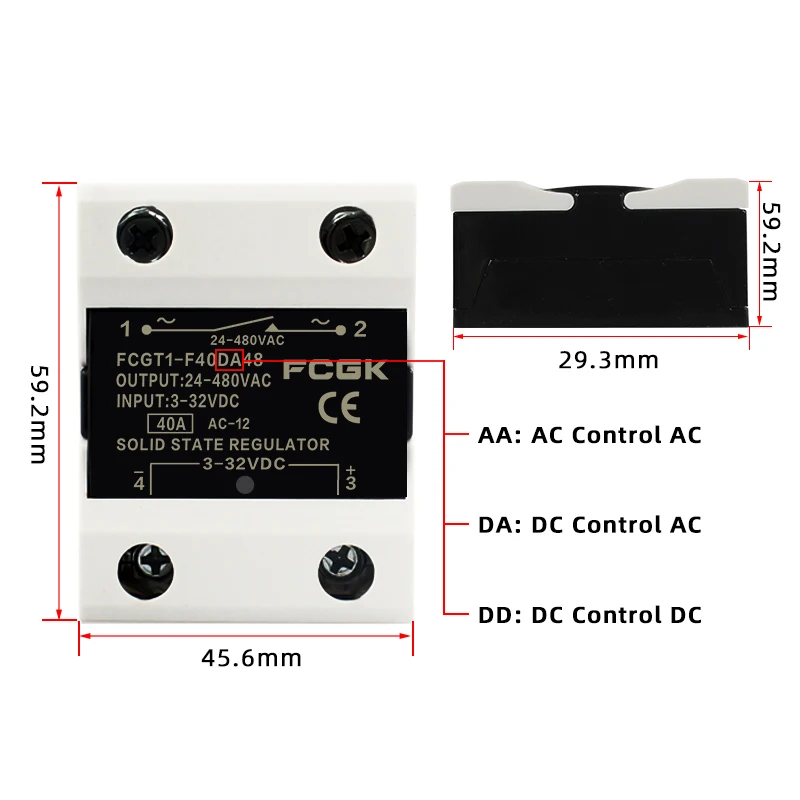 10A SSR 25A Solid State Relay 40A Output 3-32VDC 24-480VAC 220V Single Phase DC TO AC 40A Relay SSR HeatSink SSR 40DA