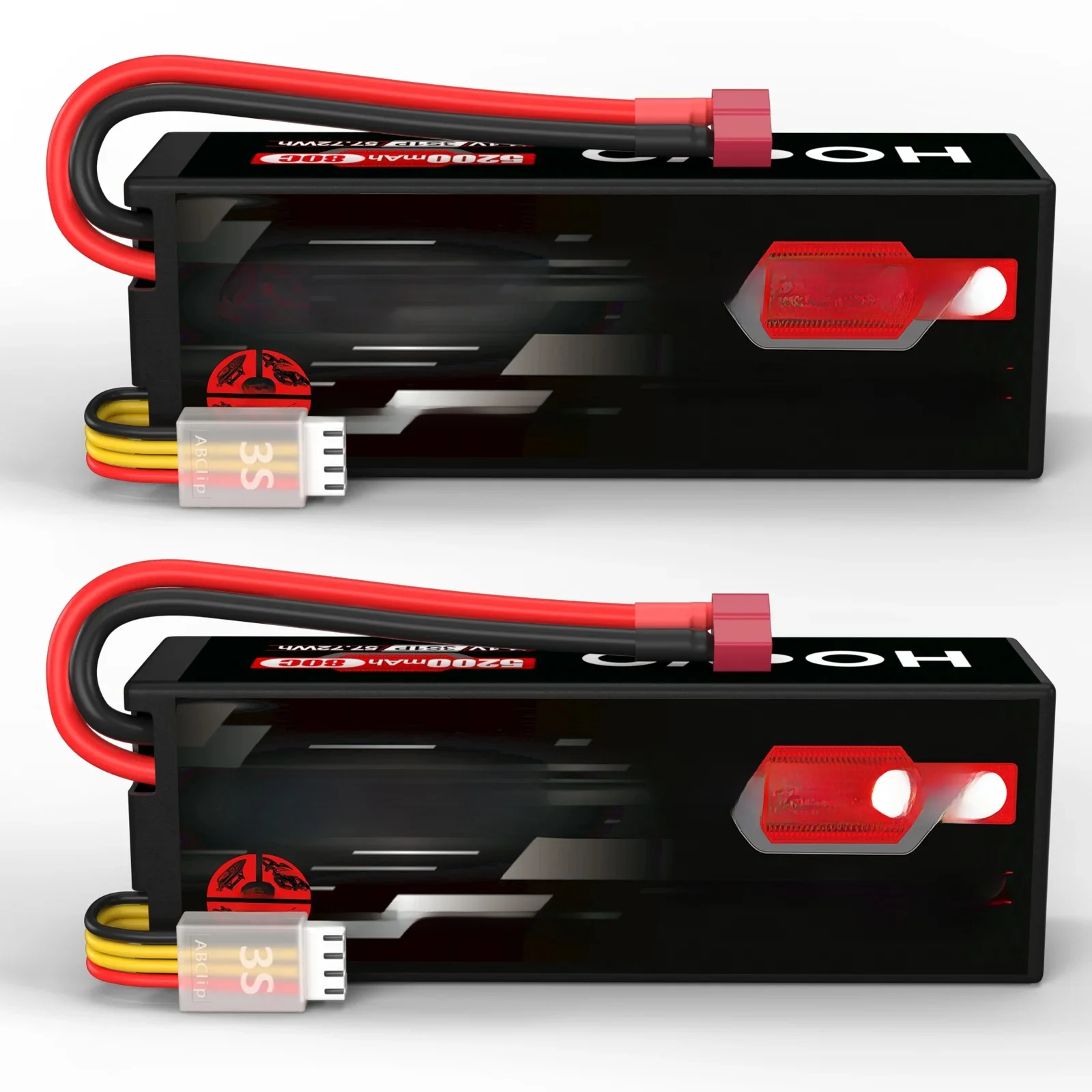 HOOVO 5200 mAh Lipo Batterie 3S 11,1 V 80C Hard Case RC Lipo Batterie mit T Stecker RC Batterie für RC Auto Heli Flugzeug Boot 2 Stücke