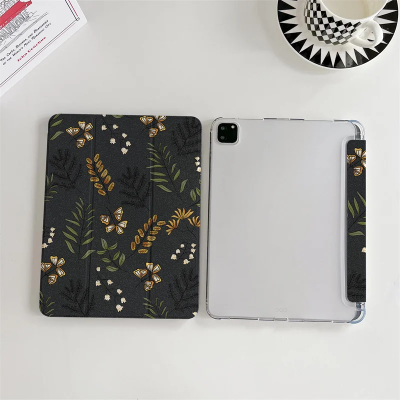 Abstract Plants Silicone For iPad Pro 11 inch Air 2024 iPad Air 5 4 mini 6 5 4 10.9 10th 5 6 7 8 10.2 9.7 inch Air3 10.5  Cover