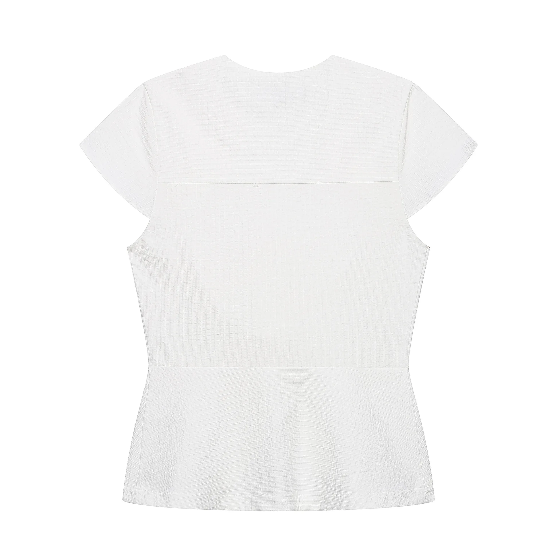 Sexy Cutout Tie Front Blouse Women Summer Pleated Short Sleeve Shirt French Style Button Up Textured Slim Waist Tops Slim