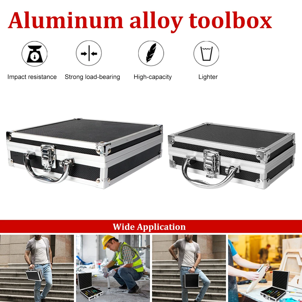 Portable Plastic Aluminum Alloy ToolBox Suitcase Portable Tool Case Travel Luggage Organizer Case Safety Box With Sponge Lining