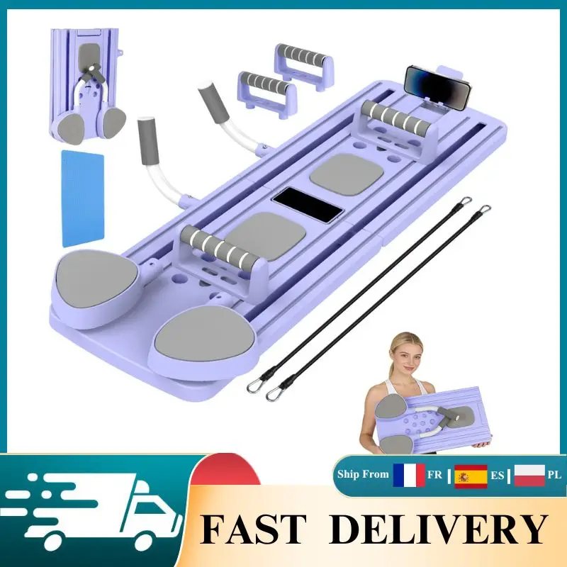 Plateforme Abdominale Multifonctionnelle avec Bandes de Résistance et Support Téléphone, Planche Pliable pour Exercices Complet du Corps à Domicile