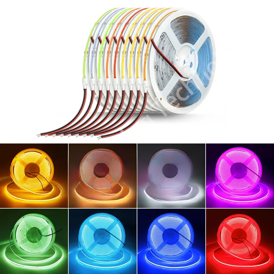 Bande lumineuse Led COB 24V 320LED s/M ruban LED Flexible 0.5m-10m bande Super COB lumière froide/blanc chaud/bleu glace/rouge/vert//rose