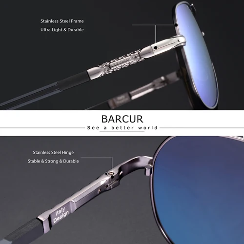 Imagen 2 del producto BARCUR gafas De moda estilo novedoso gafas De Sol polarizadas para hombre protección UV400 gafas De Sol De conducción gafas De Sol masculinas