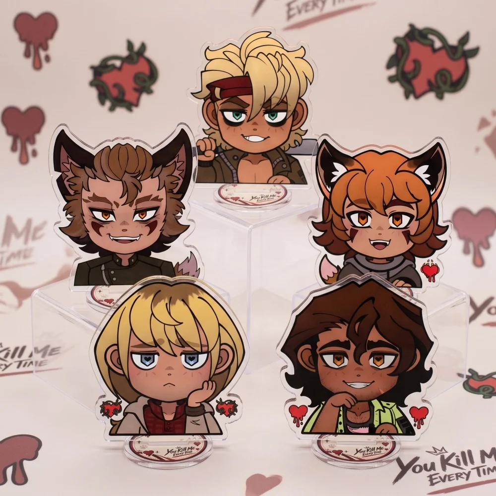 YKMET 10cm Acrylic Stand Strade Ren Lawrence Double Sided Cute Chibi Horror Visual Novel Game Desktop Figure Fan Gift Keychain