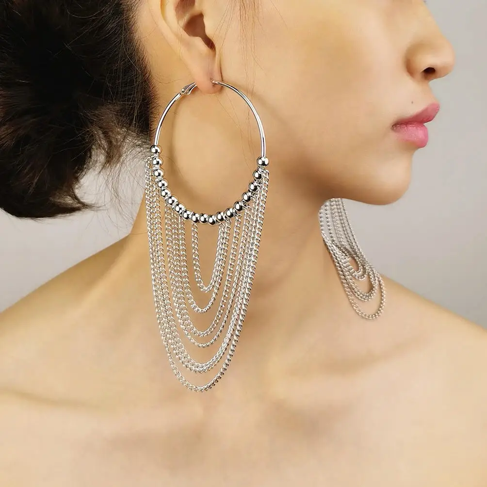 

Silver Luxe Chandelier Hoop Earrings