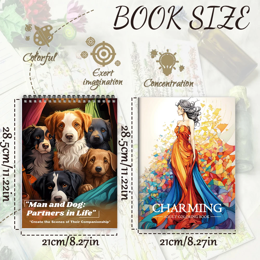 8pcs High Quality Adult Coloring Book Set, Beautiful Pictures and Thick Paper, Single Sided Coloring, Luxury Gifts.