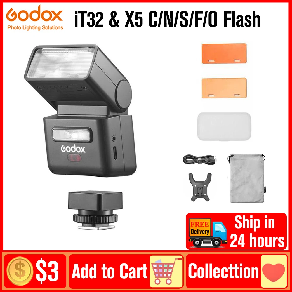 Godox iT32 X5 C/N/S/F/O TTL iFlash Camera Flash Pocket Flash HSS 2.4G Wireless Speedlight for Canon Sony Nikon Olympus Fujifilm