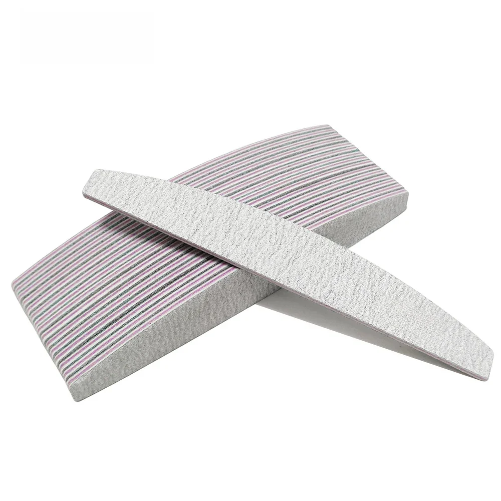 Tampon de lime à ongles 100/180 grain demi-lune limes à ongles Double face papier de verre ponçage des ongles meulage Gel vernis à ongles outil de manucure