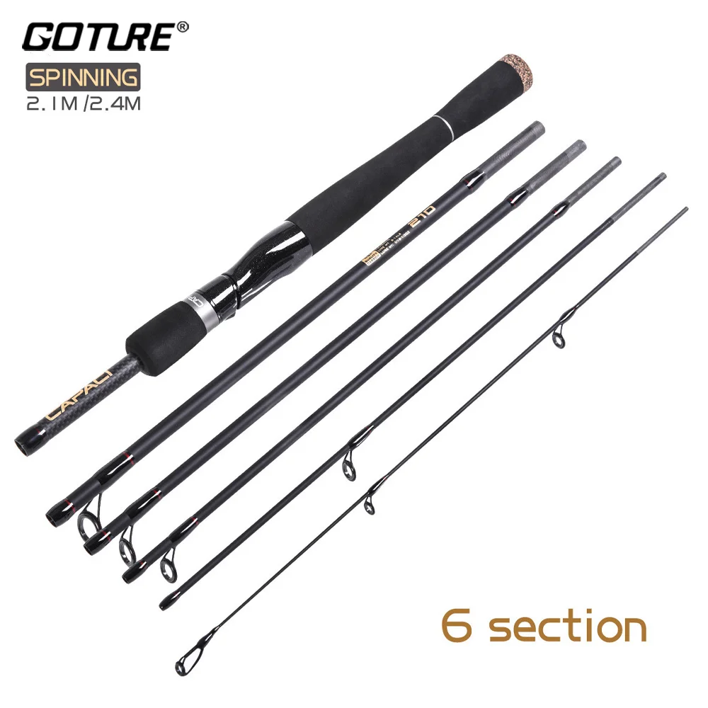 

GOTURE Fishing Pole Carbon Fiber Spinning/Casting Fishing Rod 6-7Sections Fishing Rods for River Lake Reservoir Pond Stream