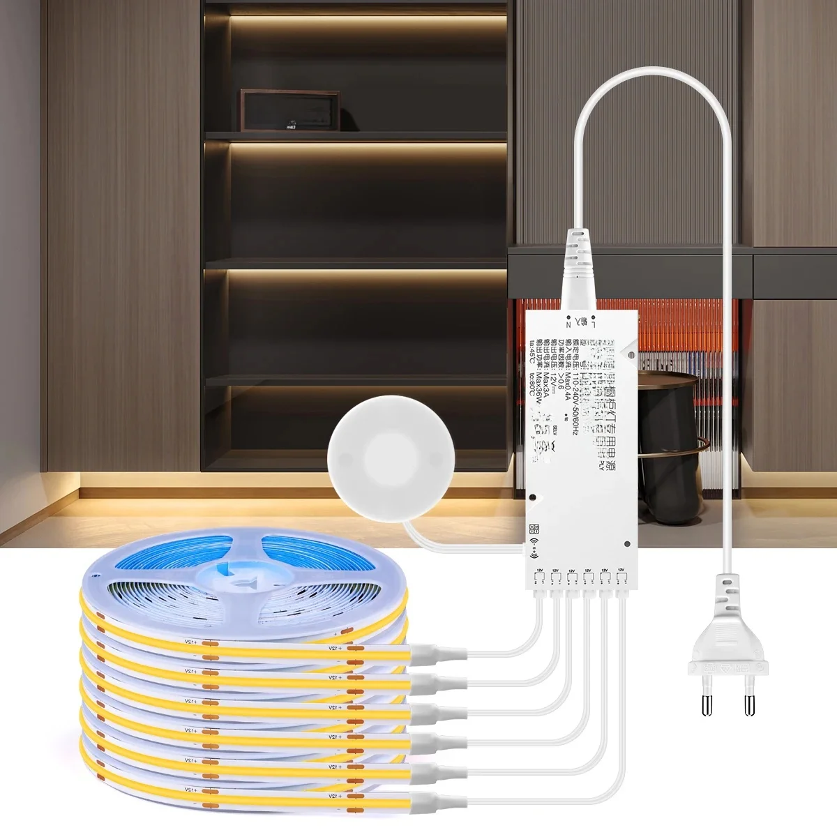1-6 stks COB LED Strip Licht Onder Kast Collectie Display Touch Dimmer Boekenkast Garderobe Bewegingssensor Penet Houten Kast Lamp - afbeelding 2