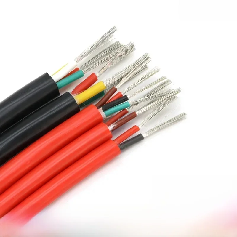 Câble en caoutchouc ultra silicone, fil en cuivre flexible isolé, haute température, 5m, Sq 0.3, 0.5, 0.75, 1, 1.5, 2, 2.5, 4, 6mm, 2, 3, 4 conducteurs