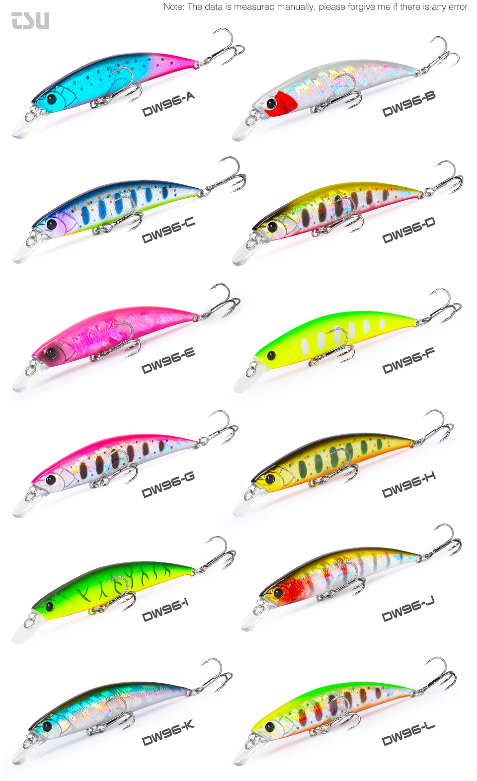 TSURINOYA Angeln Lure Sinking Minnow 80S 12g DW96 8cm Multi-farbe Rockfish Jerkbait Harten Köder Süßwasser salzwasser Wobbler – Detail 5