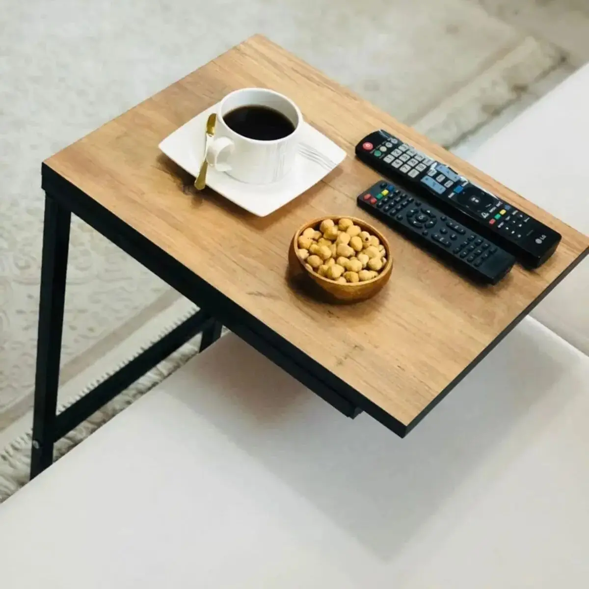 Wooden C Side Coffee Table Nesting Sofa Tea Coffee Serving Table for Living Room Laptop Holder