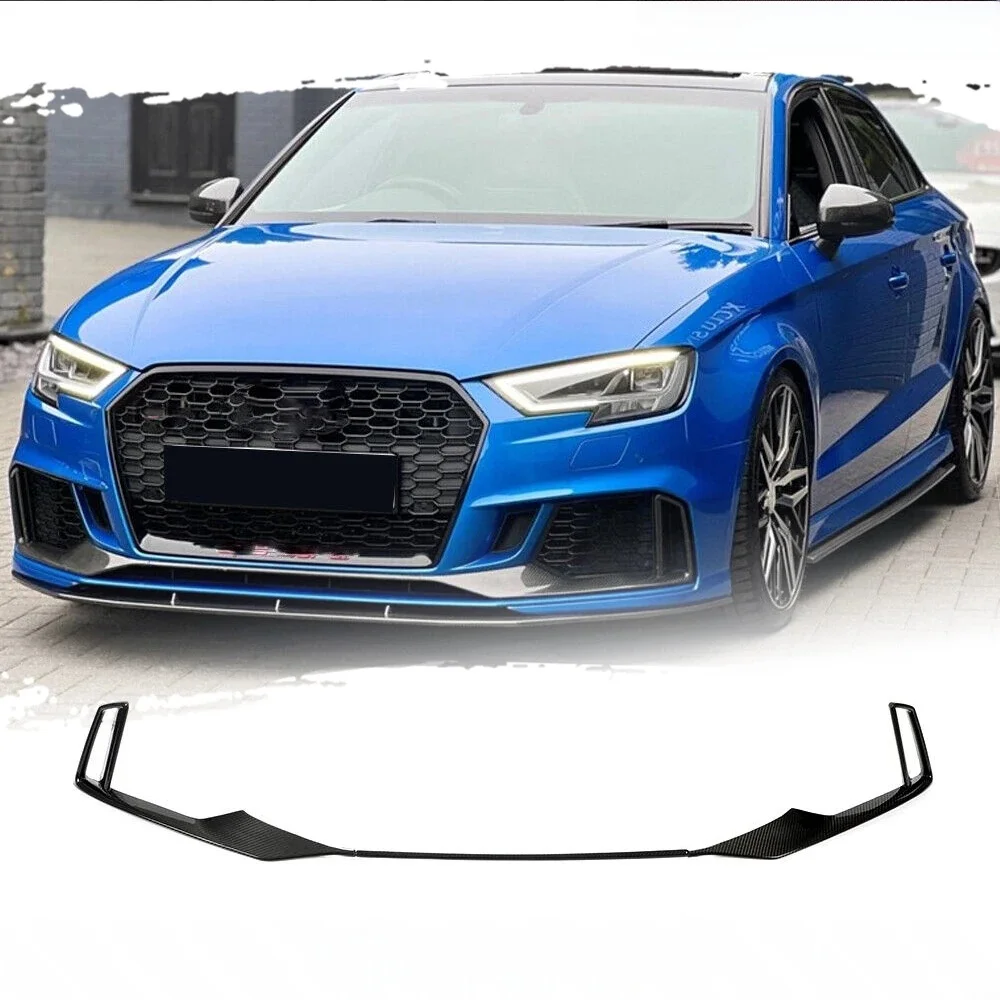 Droge Carbon Auto Voorbumper Lip Spoiler Air Vent Versieringen Decoratie Voor Audi RS3 Sedan 2017-2021 Auto Front body Kits Splitters - afbeelding 2