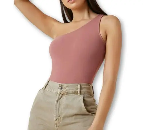 Women's single-shoulder polyester bodysuit