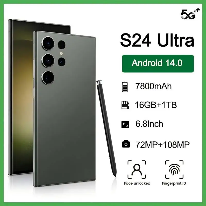 Original Mobile Phones S24 Ultra smartphone 6.8inch HD Screen 16+1TB Cellphones 7800mAh handphone 5G Dual Sim Global Version