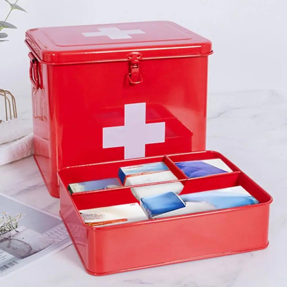 

First Aid Storage Box Medicine Cabinet Sturdy Multifunctional Portable Medical Storage Box with Secure Latch Family Emergency