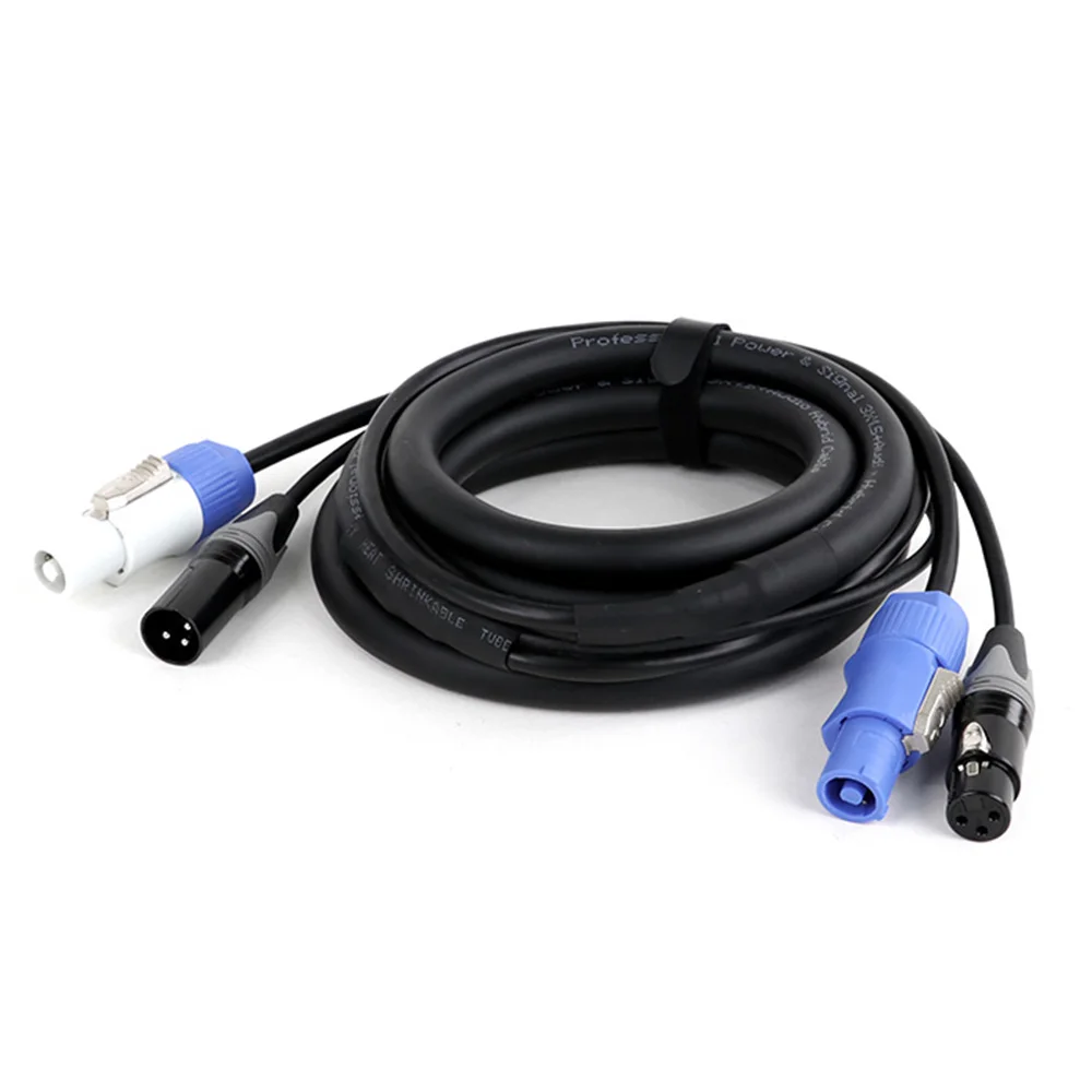 PowerCon and DMX Extension Cable,3Pin Powercon AC Input to Output&XLR Male to Female Audio Combination Cable for Stage Lighting