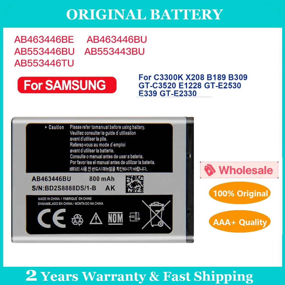 New AB463446BU AB043446BE AB553446BU Battery For SAMSUNG C3300K X208 B189 B309 GT-C3520 E1228 GT-E2530 E250i E339 GT-E2330 C5212