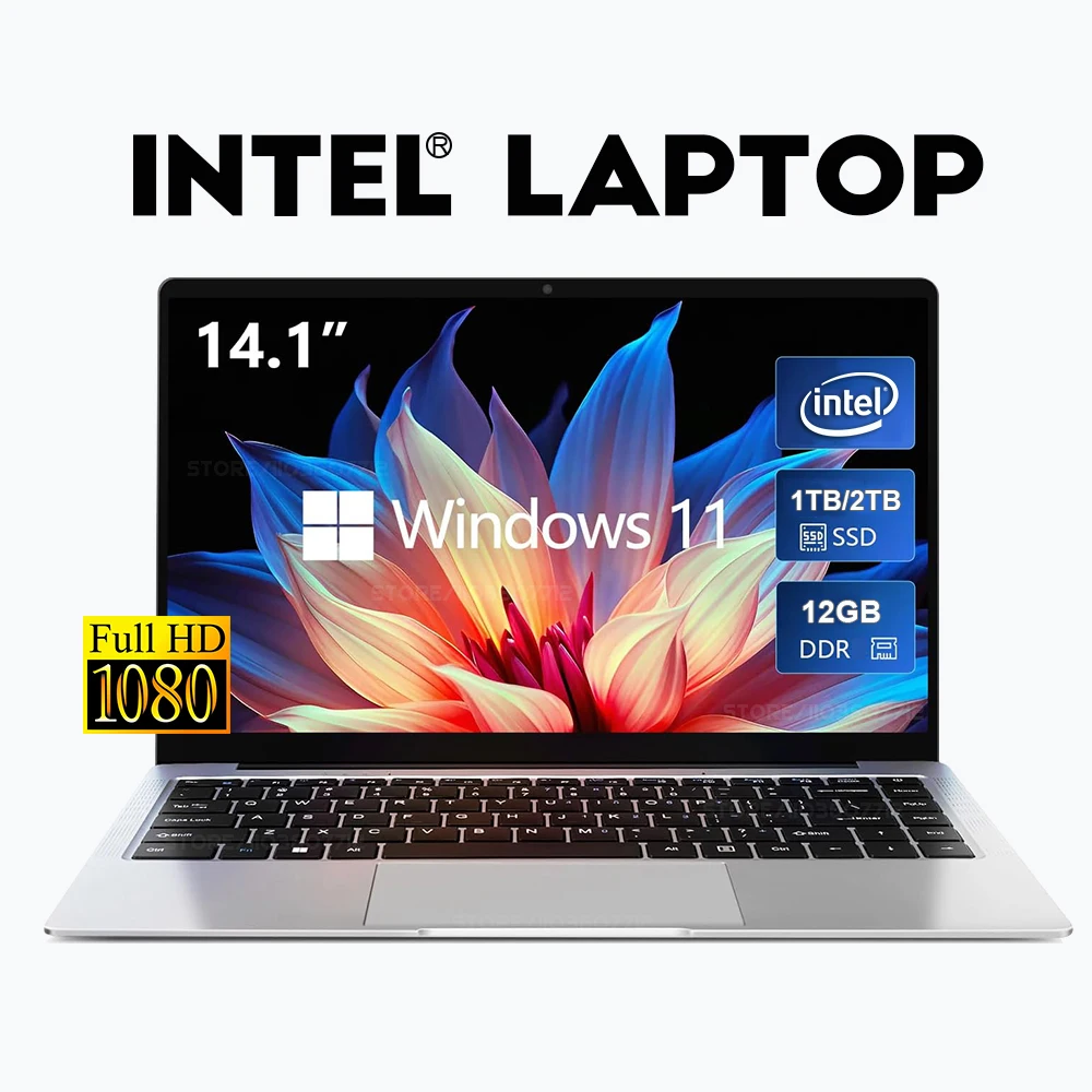 Ordinateur portable Xiaman 14,1'' avec Windows 11 Pro, processeur Intel Celeron 3855U, 12 Go de RAM, 1 To de SSD, ordinateur portable de bureau, ordinateur portable professionnel