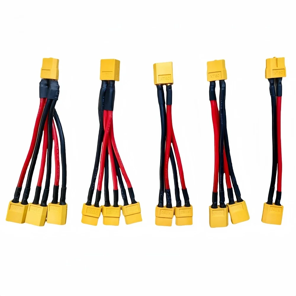 XT60 Parallelle Batterij Connector 3-Way 14AWG Siliconen Draad Mannelijke/Vrouwelijke Dual Extension Y Splitter 100mm voor acculader Motor - afbeelding 2