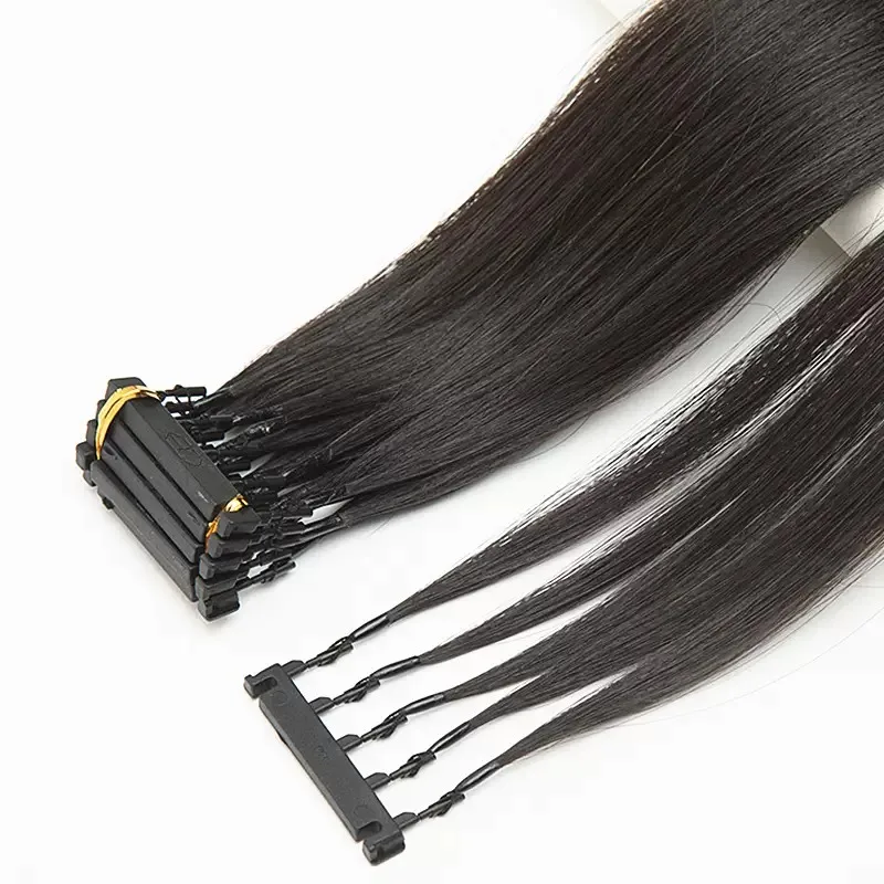 As extensões retas do cabelo humano, micro grânulos invisíveis, instalam rapidamente, 100% natural, parte, 6D-2, 1g pela vertente