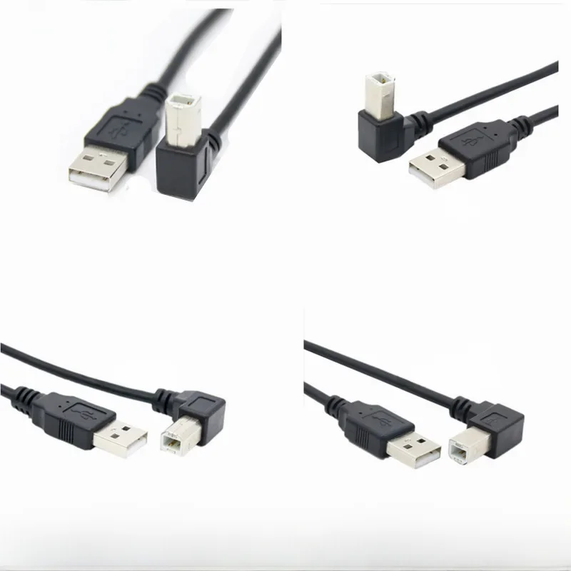 USB 2.0 A męski do USB B męski typ B BM w górę i w dół oraz w lewo i w prawo Kątowy kabel BM 90 stopni Kątowy kabel BM 0,3 m-1,5 m — zdjęcie 2