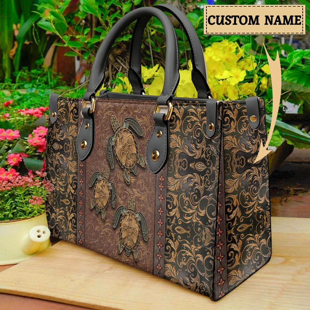 Retro Turtle Luxury Handbag Top Handle Custom Woemn Shoulder Bag PU Leather High Quality Party Clutch Female Bolsas Para Mujeres