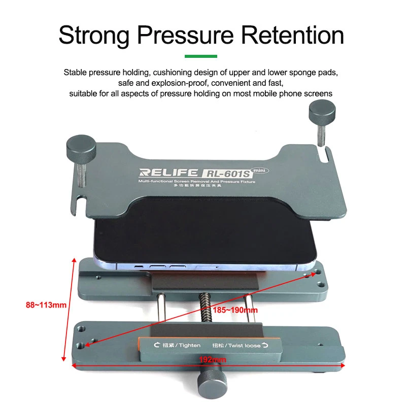 RELIFE RL-601S MINI 3 in 1 Multi-function Dismantling Screen & Pressure Holding Fixture Mobile Phone Back Removal Tool