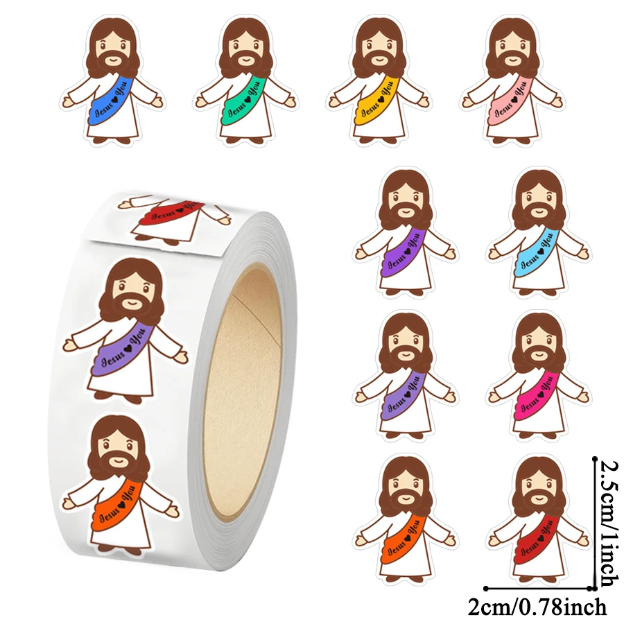 500 Jesus Loves You Stickers Religious Decorative Labels for Gift Packaging Journals Scrapbooking