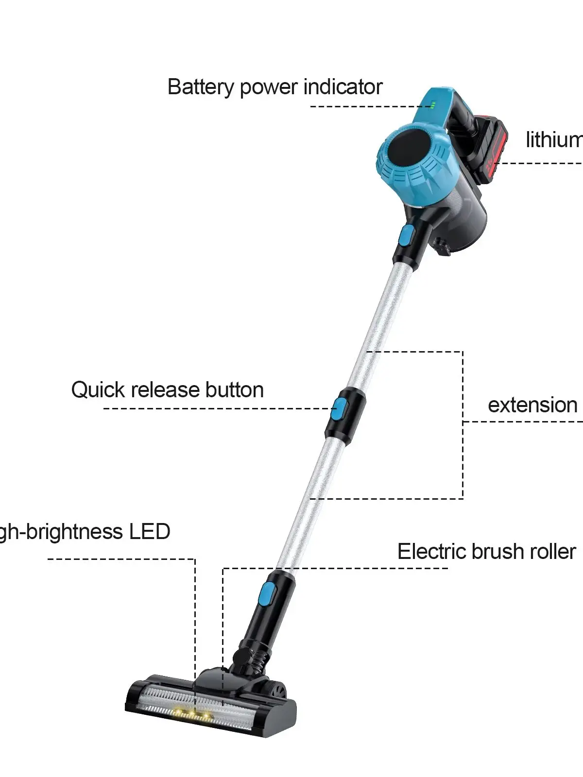 3800W Leistungsstarker Kabelloser Staubsauger 30KPa, 2-Gang Bürstenloser Stielstaubsauger mit LED-Digitalanzeige, 2x21V 1300mAh Akkus für Zuhause, Hartböden, Teppiche, Tierhaare, Kompatibel mit Makita