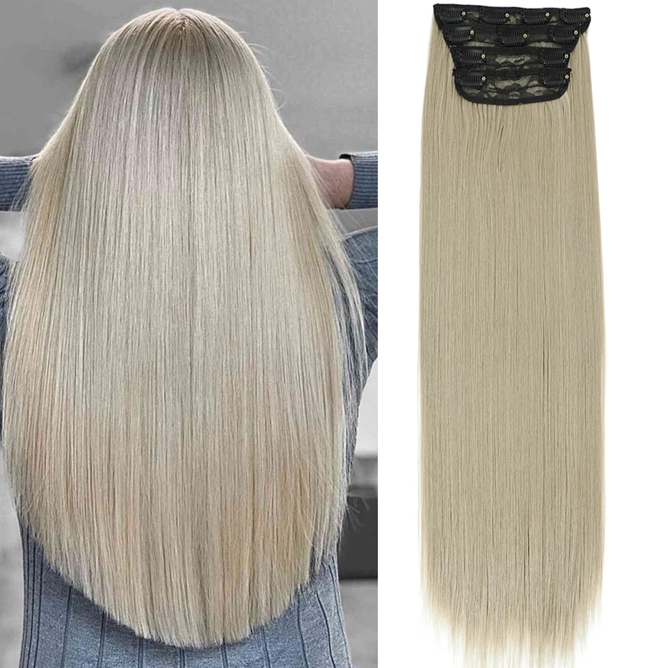 SP12/16/613 Clip In Hair Extensions 4Pcs/lot Heat Resistant Soft Natural Bio Human-Like Matte Color Straight Hairpiece For Women