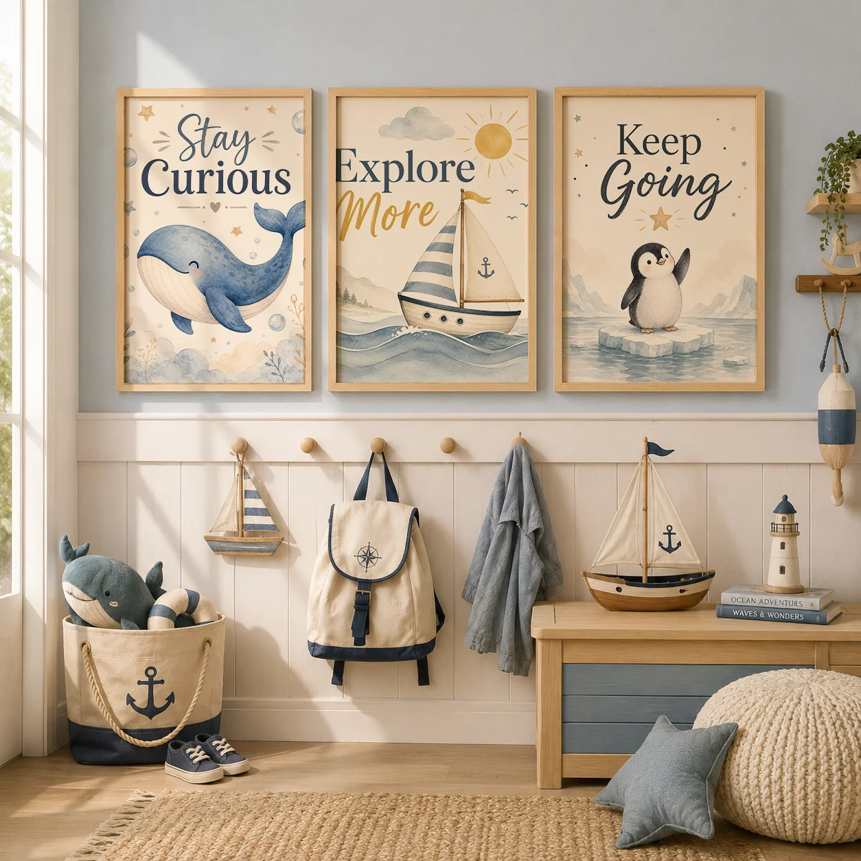 Baby Nursery Letters - ศิลปะติดผนังห้องเด็กอ่อน นักบินอวกาศ สัตว์ โปสเตอร์พิมพ์บนผ้าใบ ภาพวาดดวงจันทร์ ดาวเคราะห์
